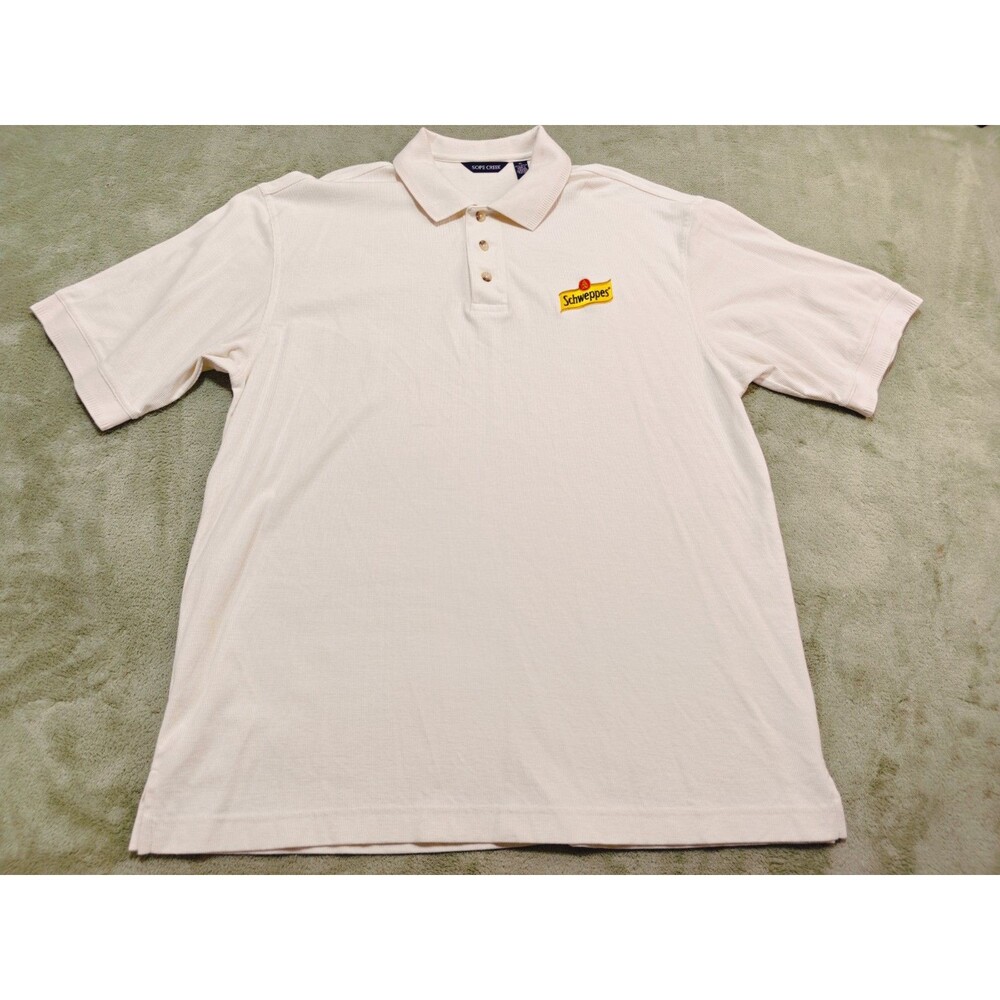 Schweppes Logo Mens Polo Shirt Sope Creek Size XL Vintage Advertising Top